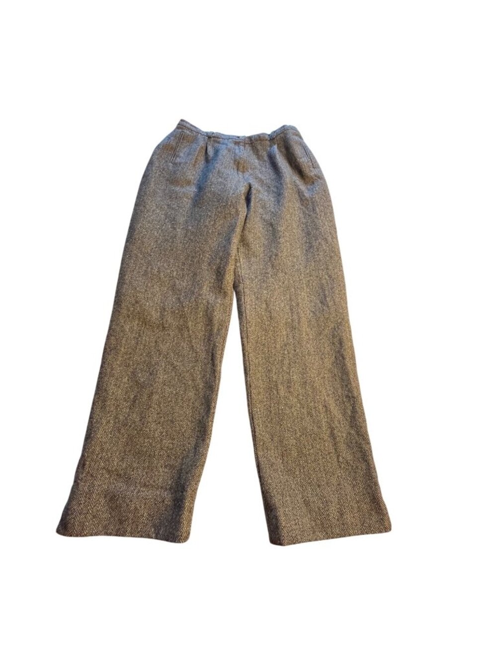 Avoca 12  brown Herringbone Tweed High-Waisted 100% Wool Trousers  Ireland VTG